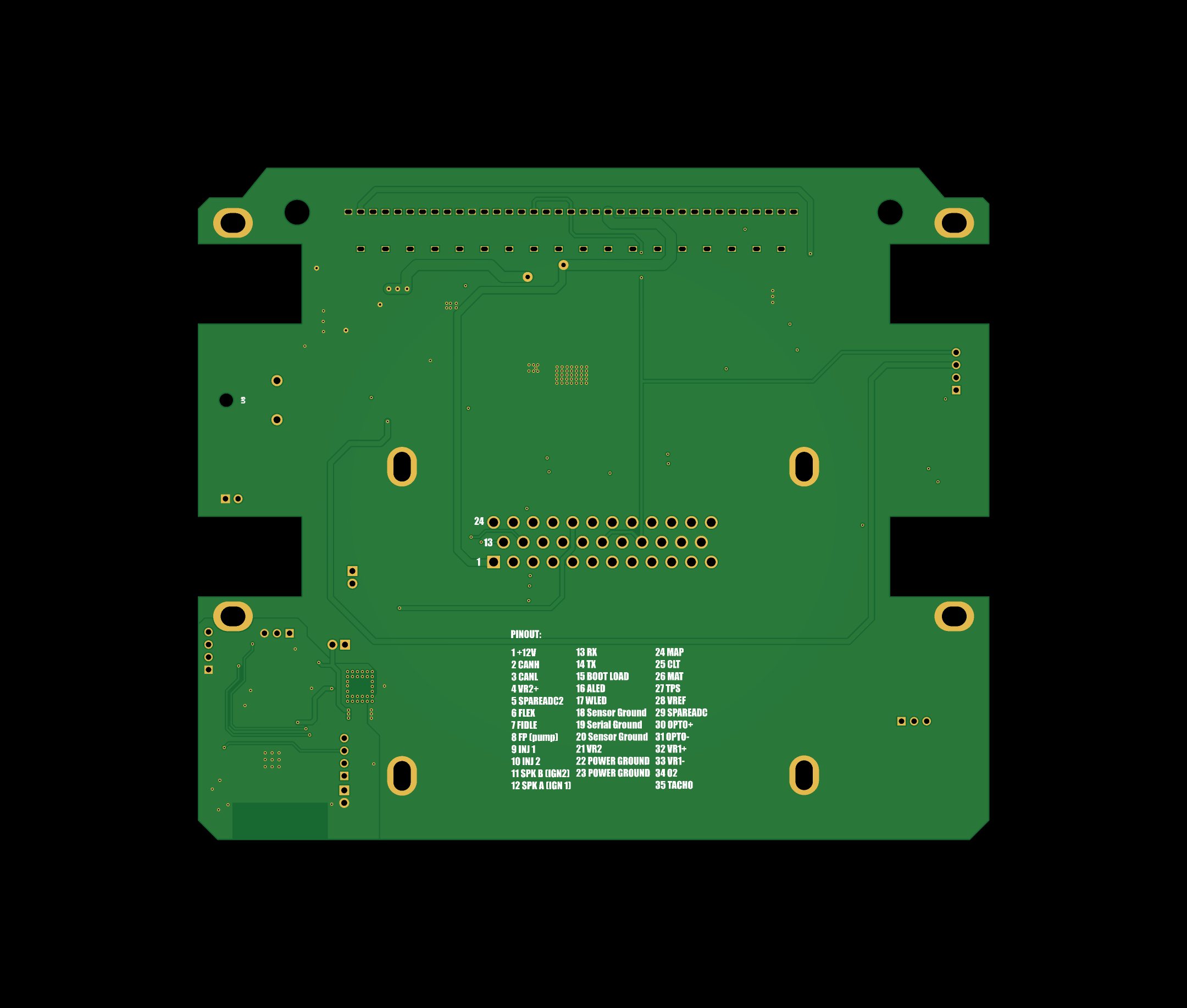 PCB rear e pinout adattatore MicroSquirt V3